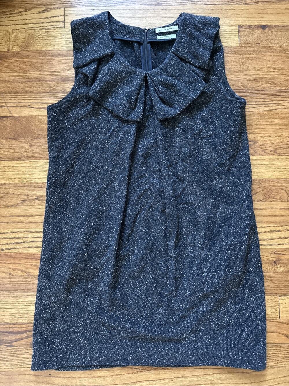 Banana Republic Rasha Ruffle Sheath Dress Italian Yarn Virgin Wool/Silk Blend L